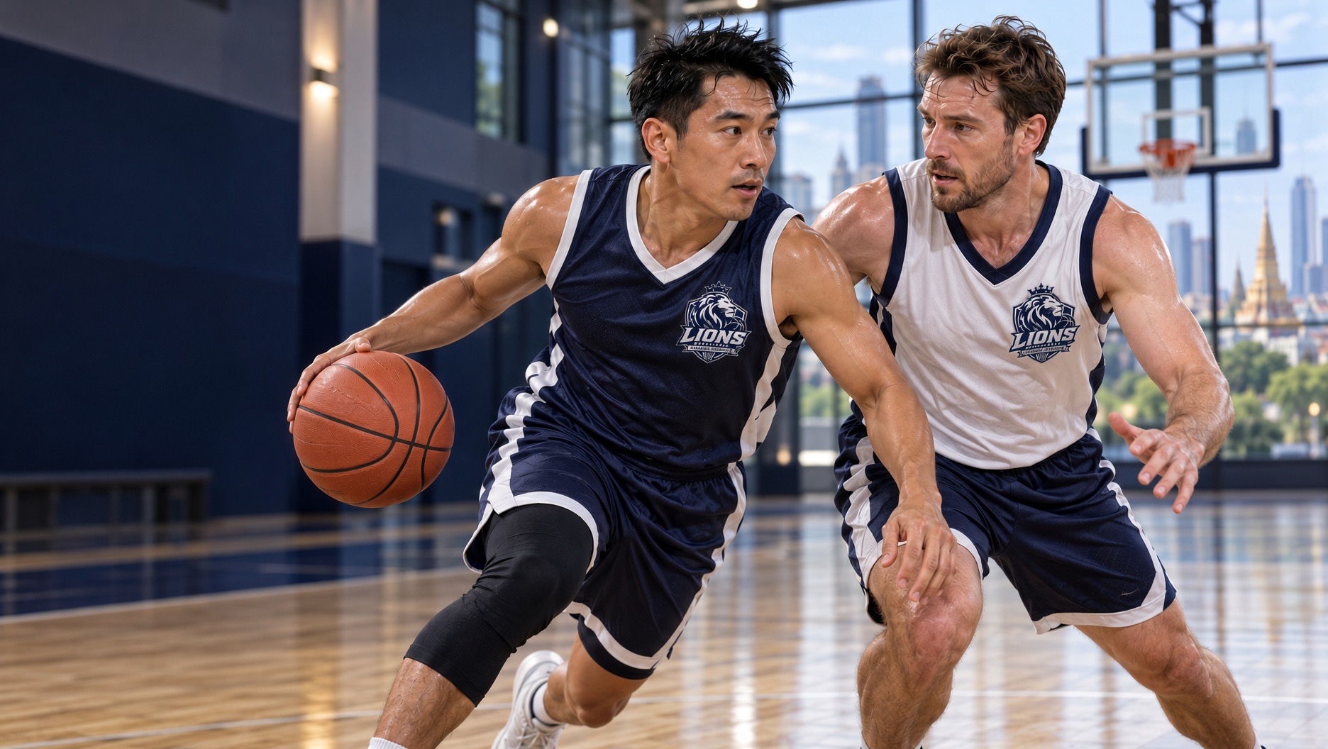 Thai and British LIONS basketball players competing